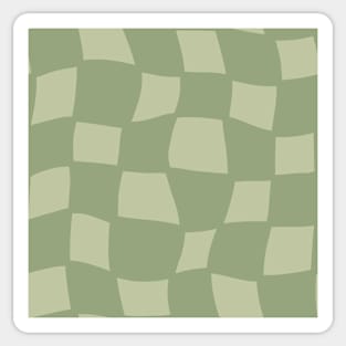 Abstract Warped Checker Board - Sage Green Sticker